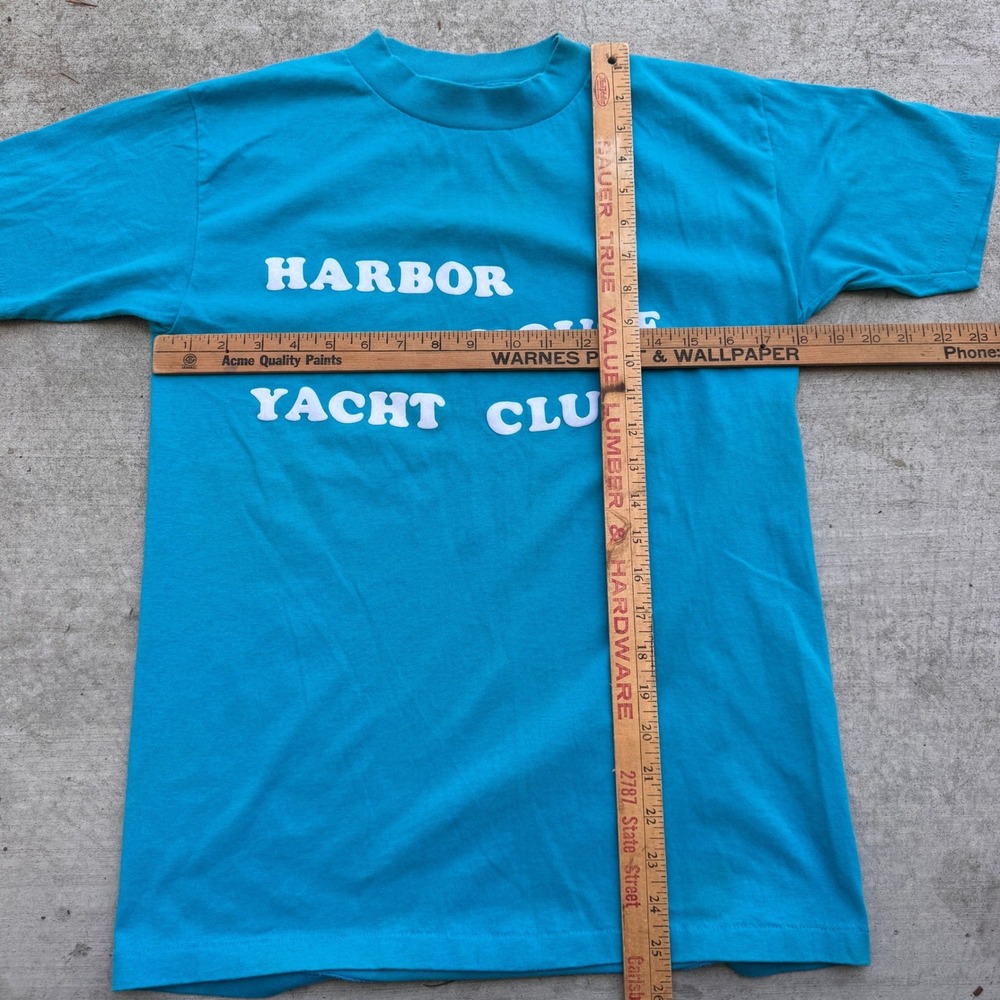Vintage 80s Harbor House Yacht Club T-Shirt Blue Made in USA Large Mens - Picture 3 of 5